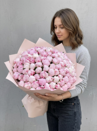 Букет из 101 Розового Пиона