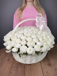 Белые Пионы В Корзине 51