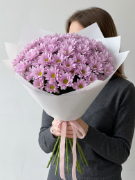 Букет из 15 розовых кустовых хризантем