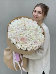 Букет из 75 Роз Вайт Охара (White O’Hara)