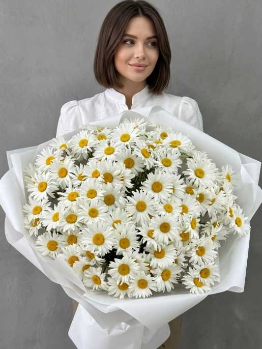 Букет из 101 одноголовой ромашки