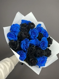 Букет из 21 Черной и Синей Розы
