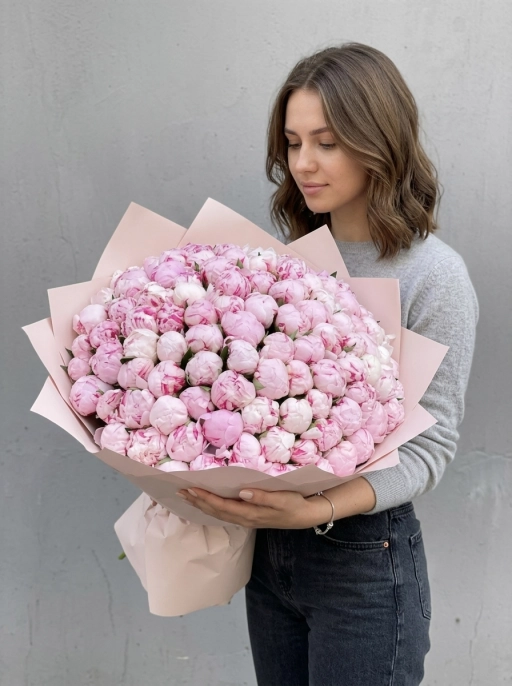 Букет из 101 Розового Пиона