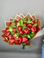 Букет из 25 Бордовых Пионов