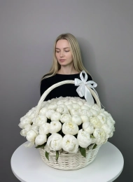 Белые Пионы В Корзине 51