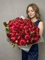 Букет из 51 Бордового Пиона