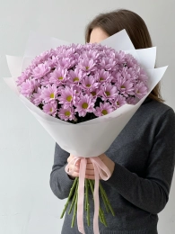 Букет из 15 розовых кустовых хризантем